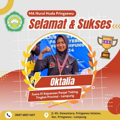 Siswi Nurul Huda Berhasil Meraih Juara 3 Panjat Tebing Tingkat Provinsi